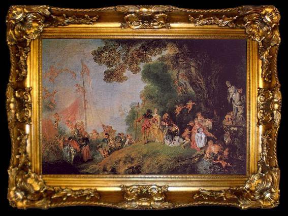 framed  Jean-Antoine Watteau Pilgrimage to Cythera, ta009-2